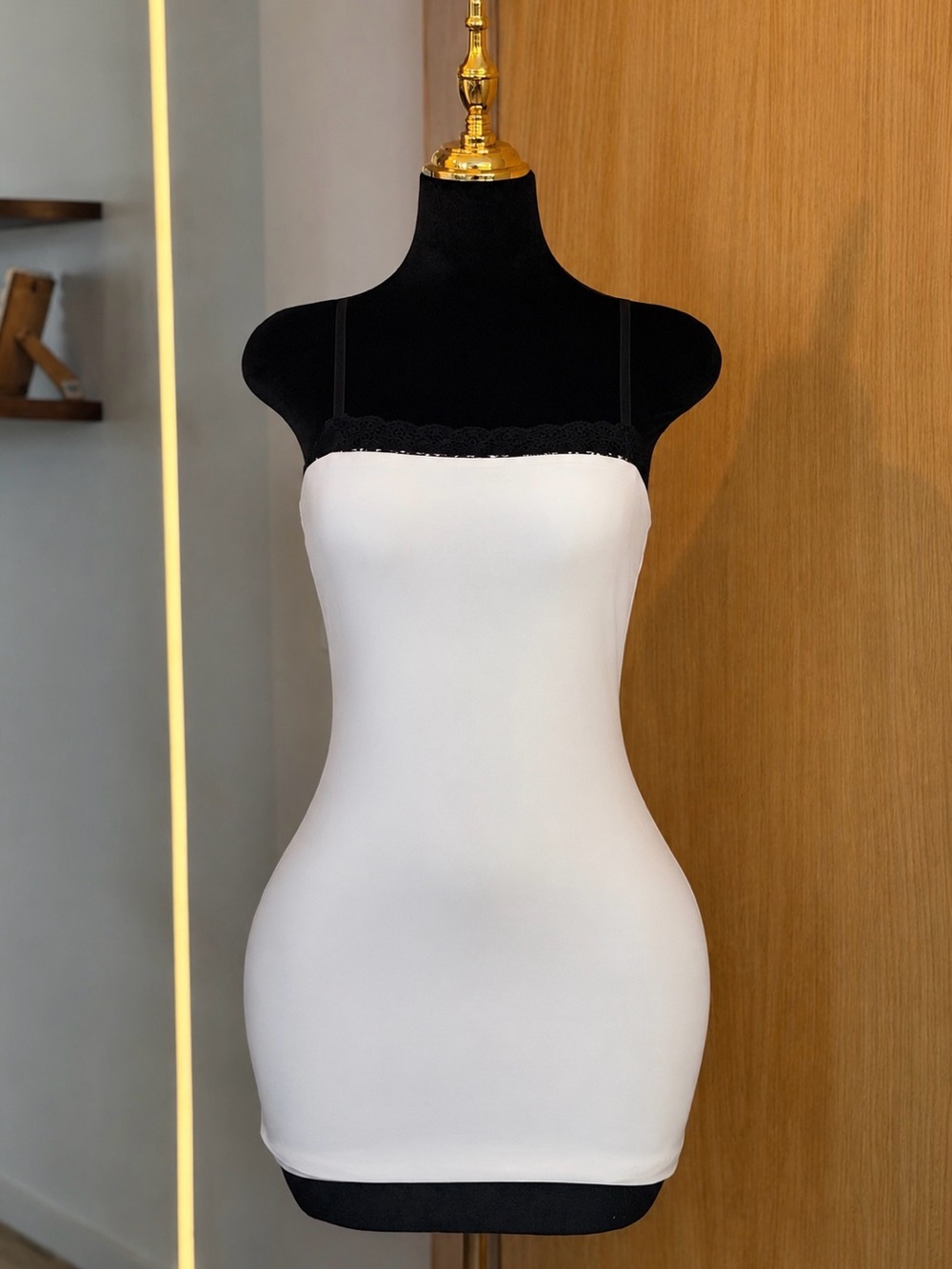 Edikted Quiet Luxury Bodycon 90s Lace Trim Mini Dress | City Muse